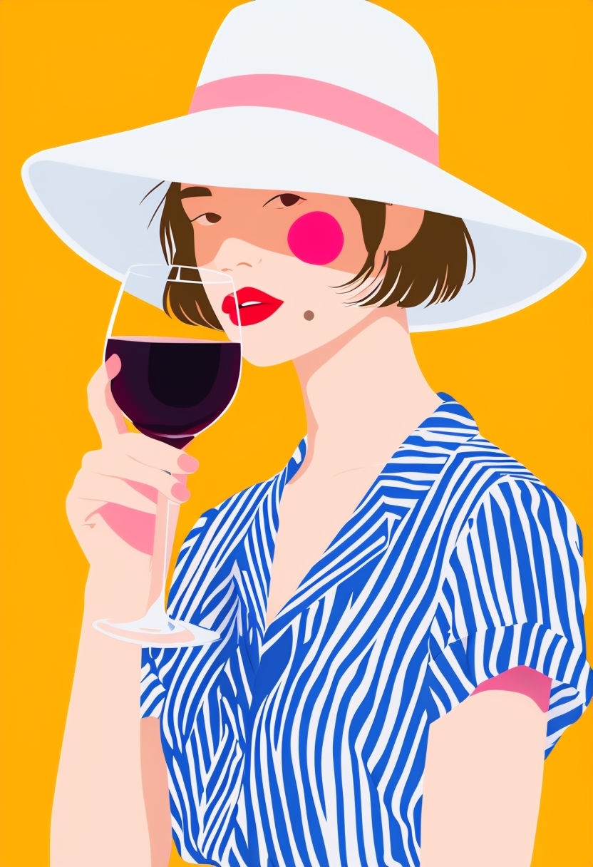 Modern Minimalist Person Holding Wine Glass Illustration Art