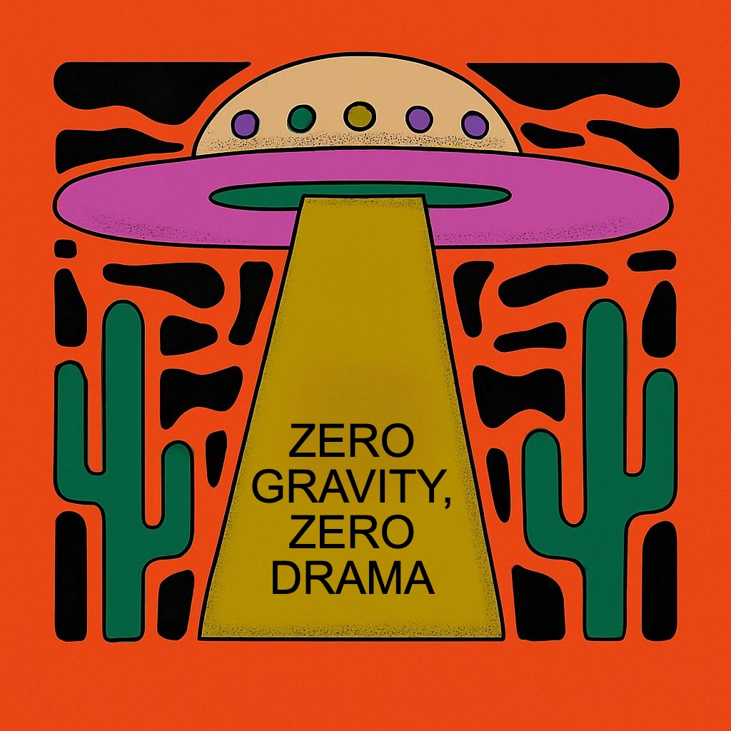 Playful Pop Art UFO Illustration with Zero Gravity Phrase T-shirt