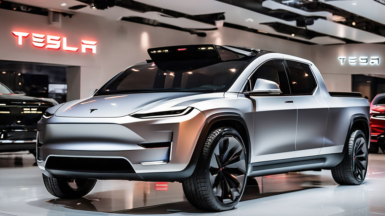 A Front View of New 2025 tesla model pickup truck is showcas... by Car ...