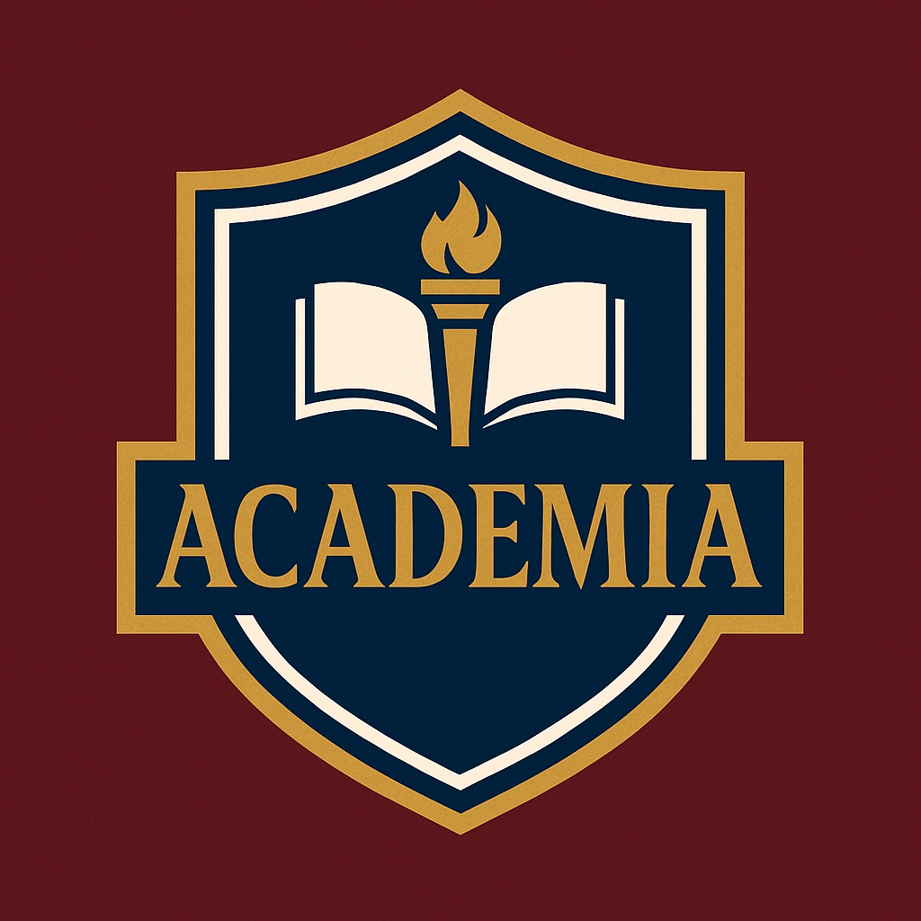 Elegant Academia Shield Logo with Book and Torch Design
