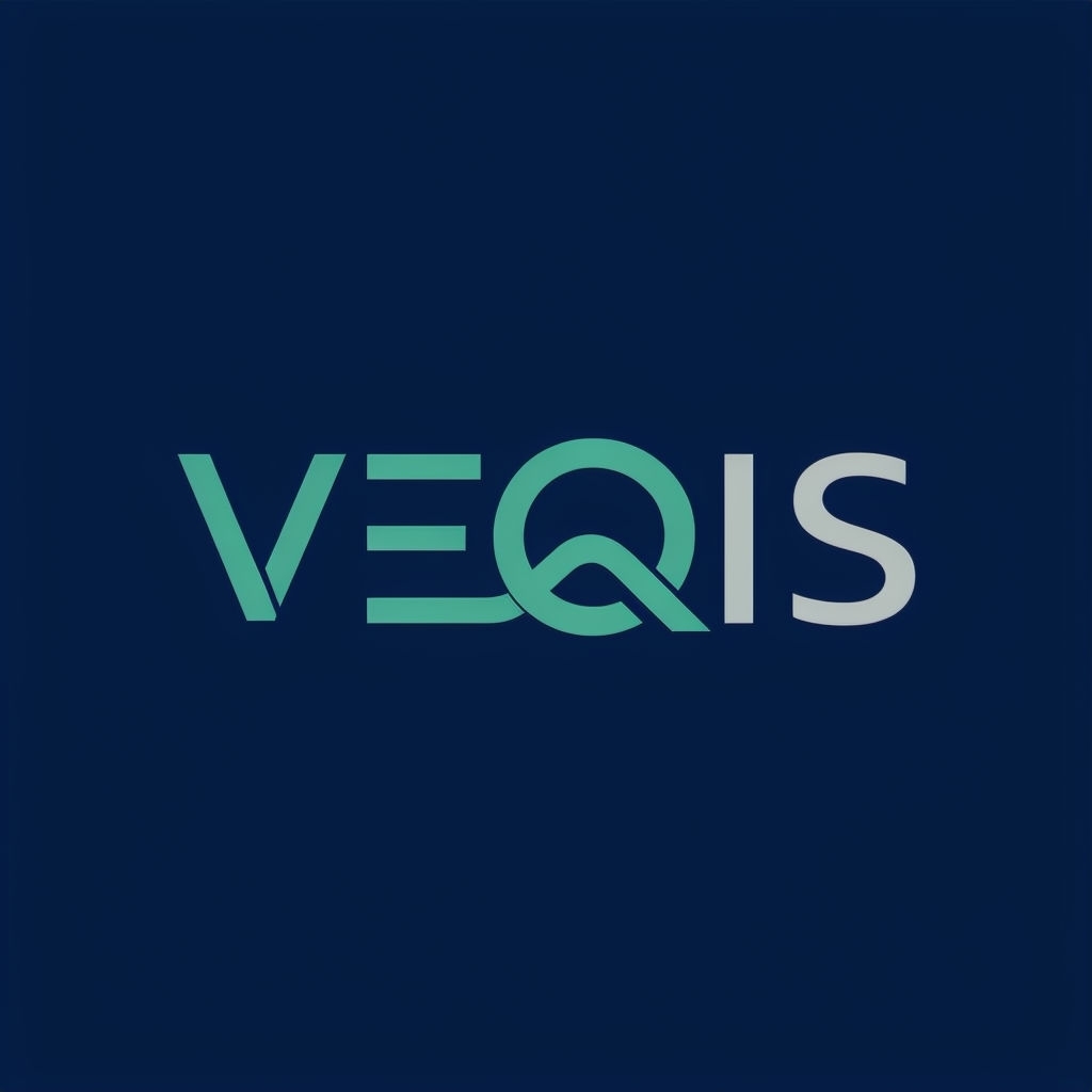 Minimalist VEQIS Logo with Geometric Design and Color Contrast Logo