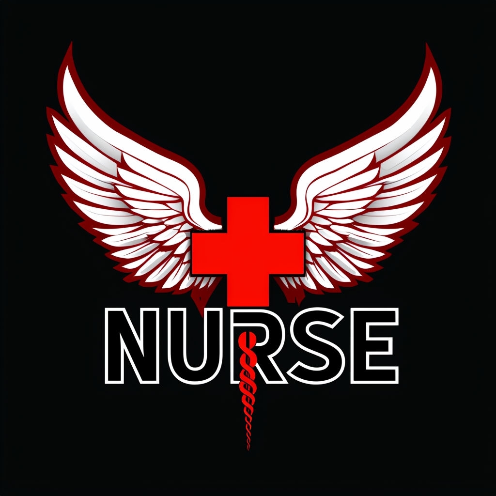 Stylish Red Wings and Nurse Emblem T-Shirt