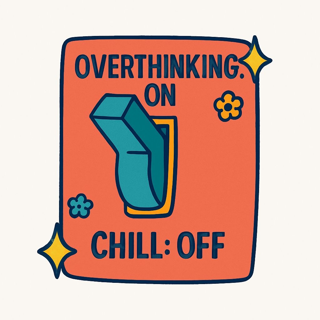 Playful Cartoon Toggle Switch Plate with Overthinking Theme Sticker