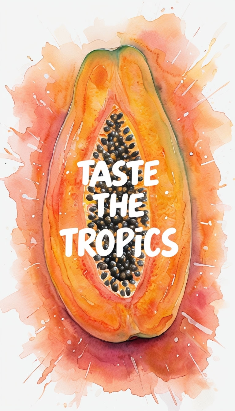 Vibrant Watercolor Halved Papaya with 'Taste the Tropics' Design Phone Case Cover
