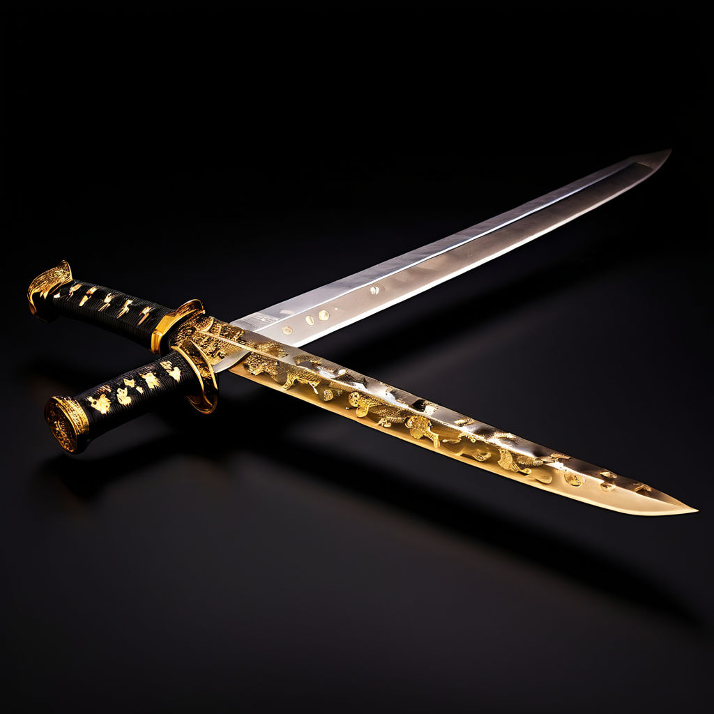 The golden katana With a diamond handle Big katana Japanese... by Just ...