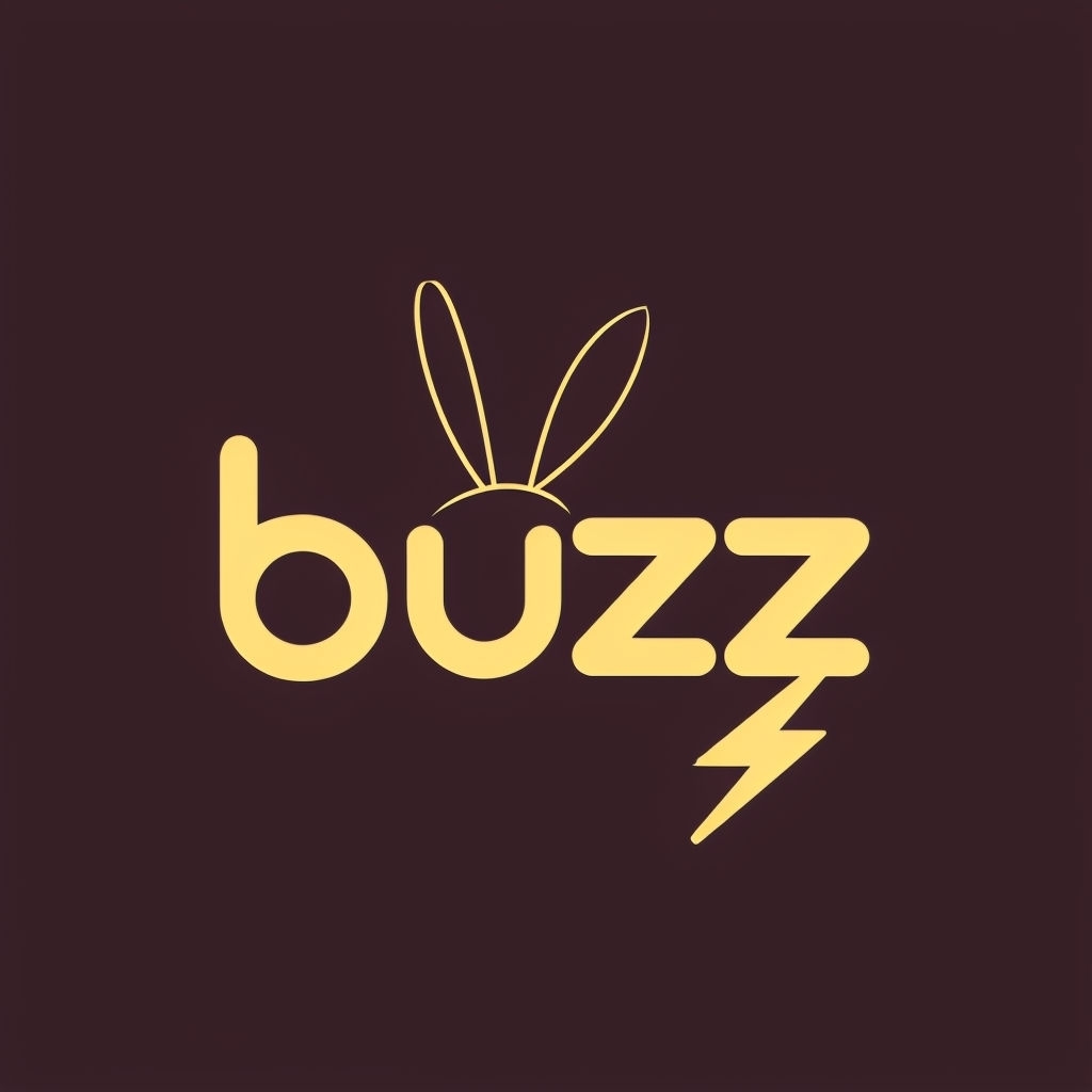 Minimalist Buzz Logo with Bunny Ears and Lightning Bolt Design