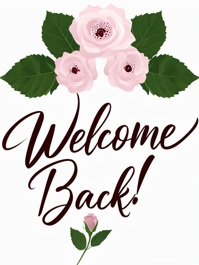 Elegant Welcome Back Floral Illustration for Cards & Invites