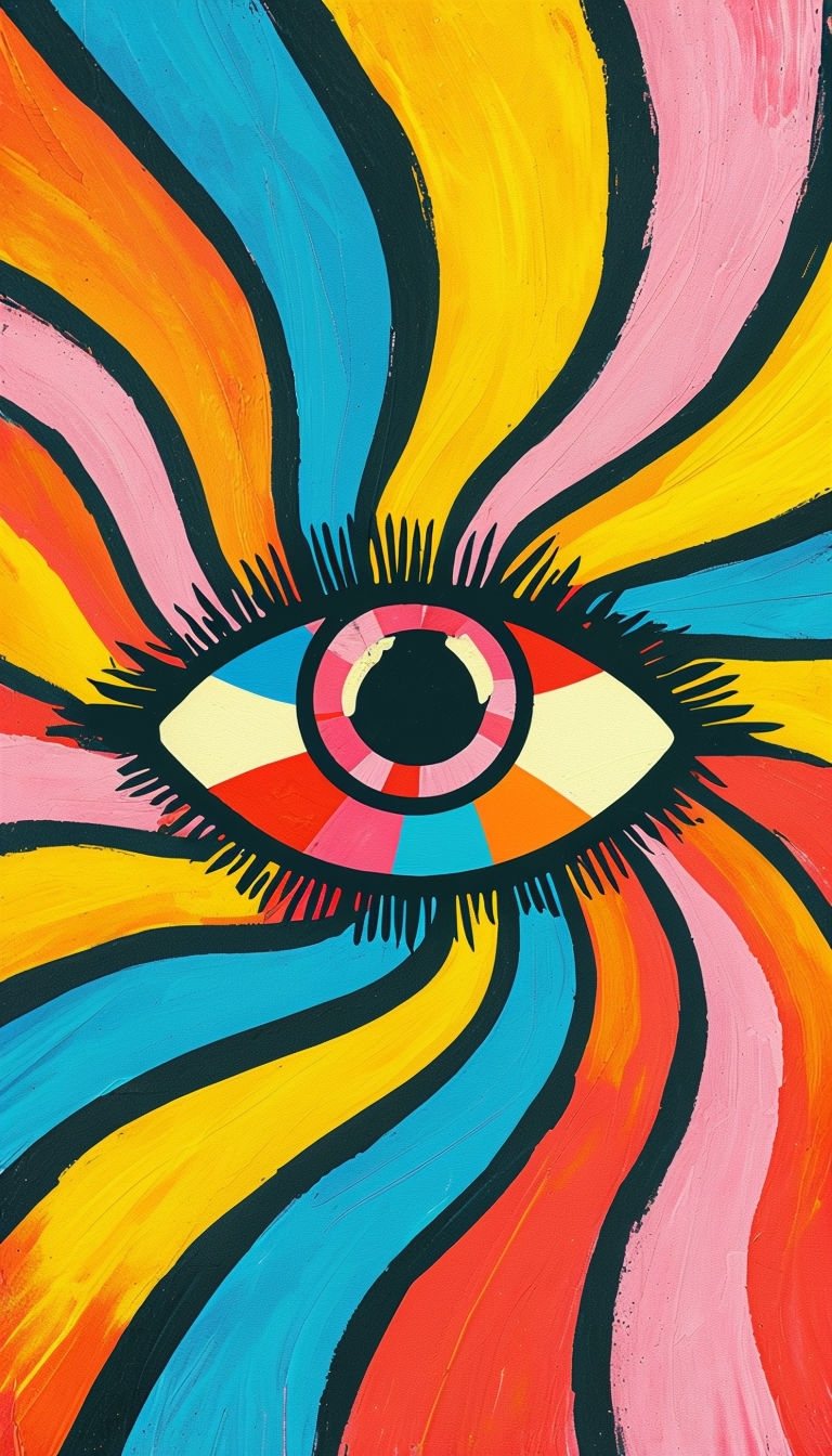 Vibrant Abstract Eye Design with Retro Colors Phone Case Cover