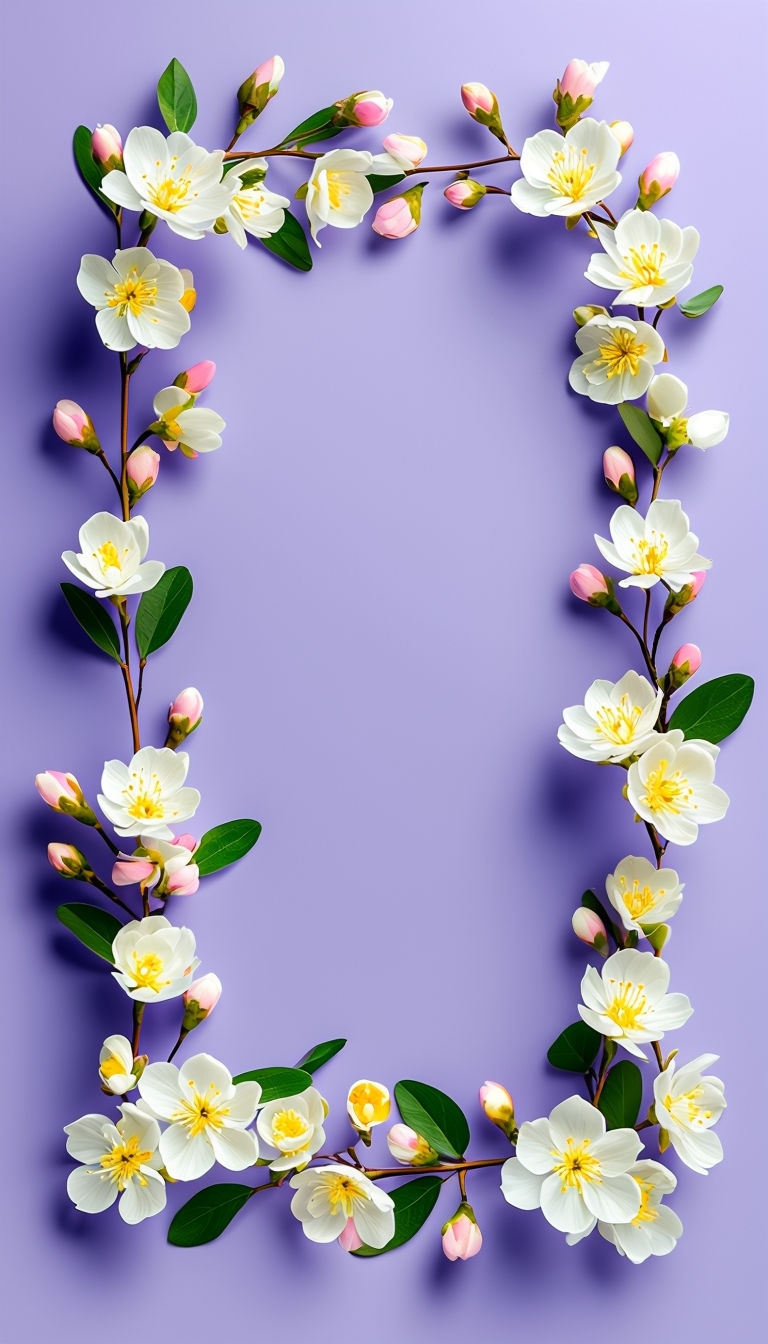 Elegant Minimalist Floral Border Design on Lavender Background Card