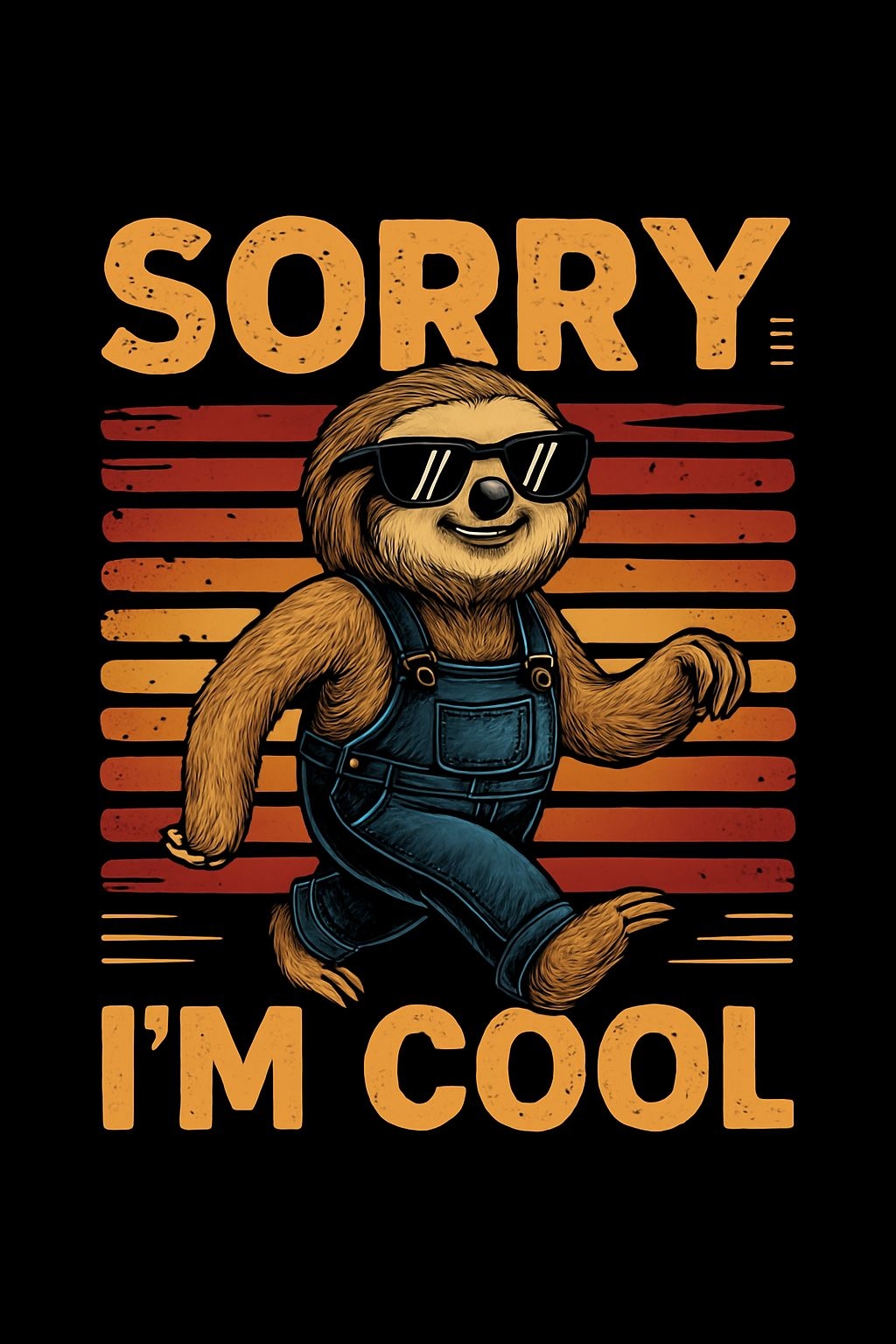 Cheerful Vintage Sloth with Sunglasses and Cool Text T-Shirt