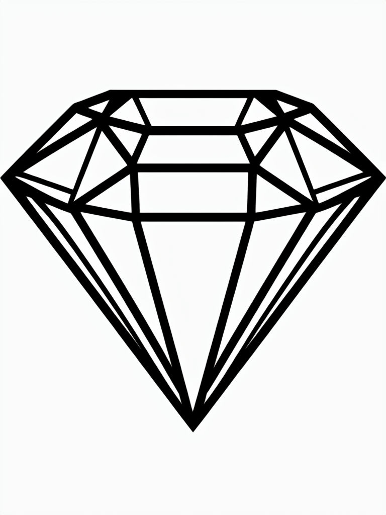 Intricate Geometric Diamond Line Art Illustration for Coloring Book Pages