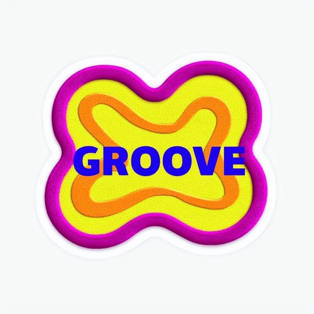 Retro Flower Groove Patch Design with Bold Colors for Hats