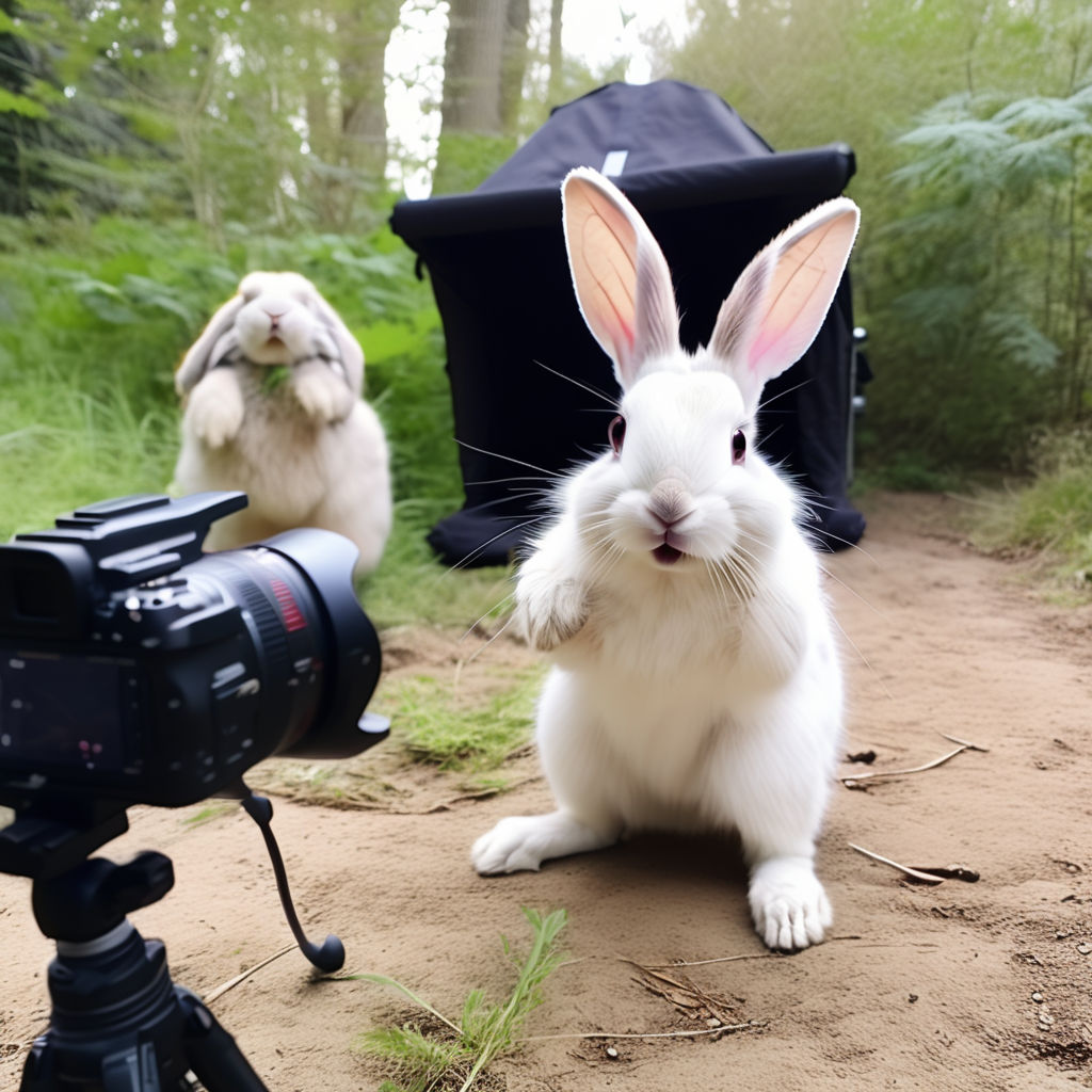 A live-action of a rabbit filming a video to be posted on Yo... by ...