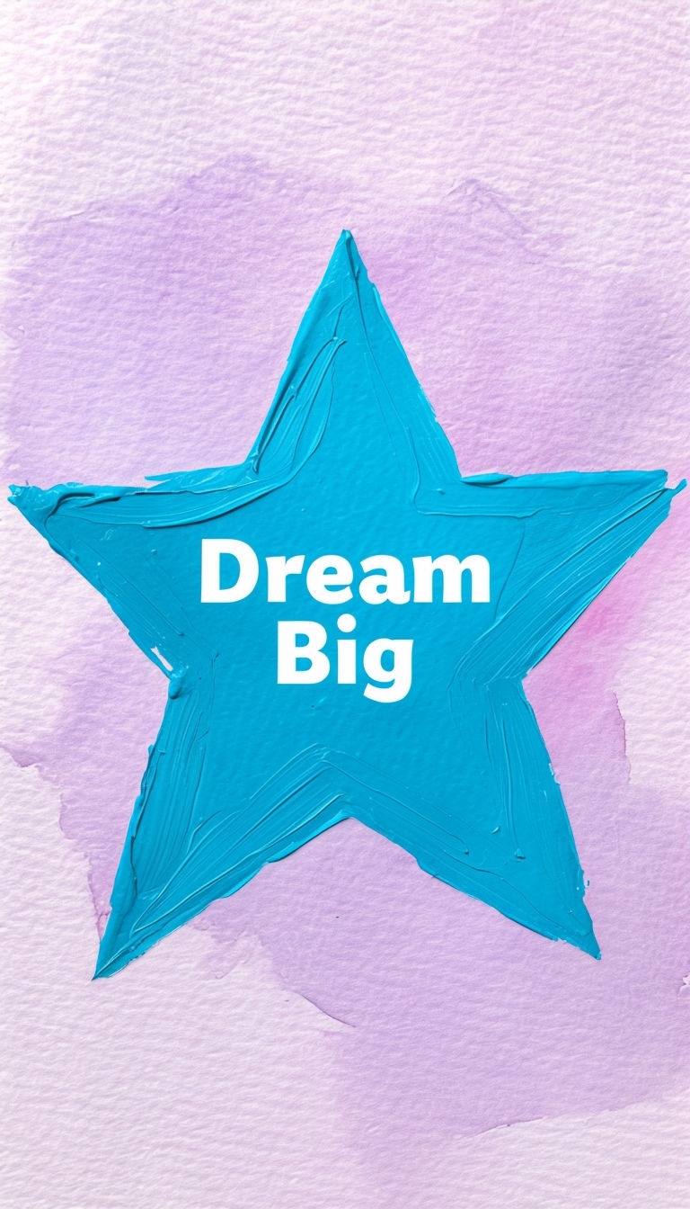 Vibrant Teal Star with 'Dream Big' Text on Lavender Background Mobile Wallpaper