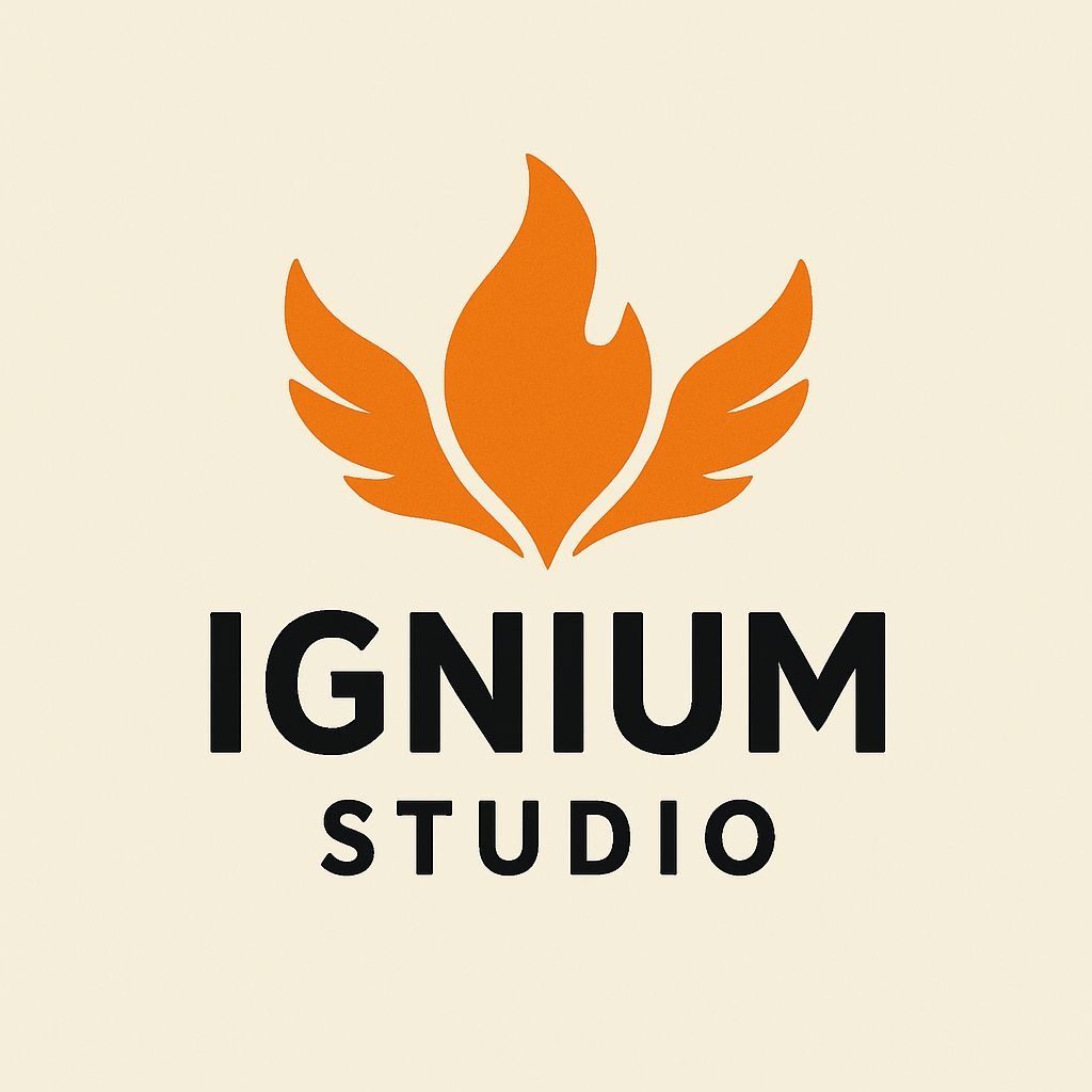 Minimalist Ignition Flame Logo with Wings for Ignitum Studio Logo