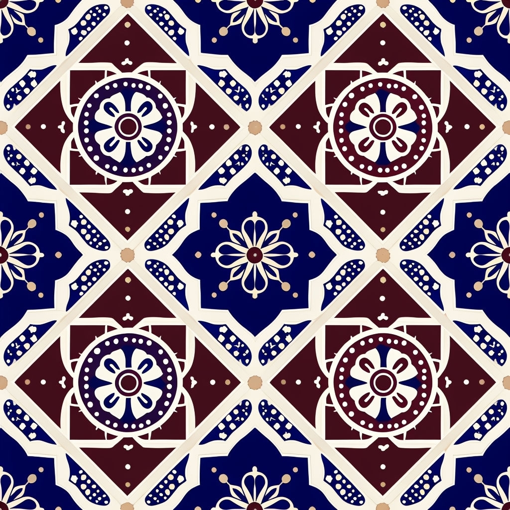 Elegant Geometric Hexagonal Pattern with Floral Details Seamless Pattern