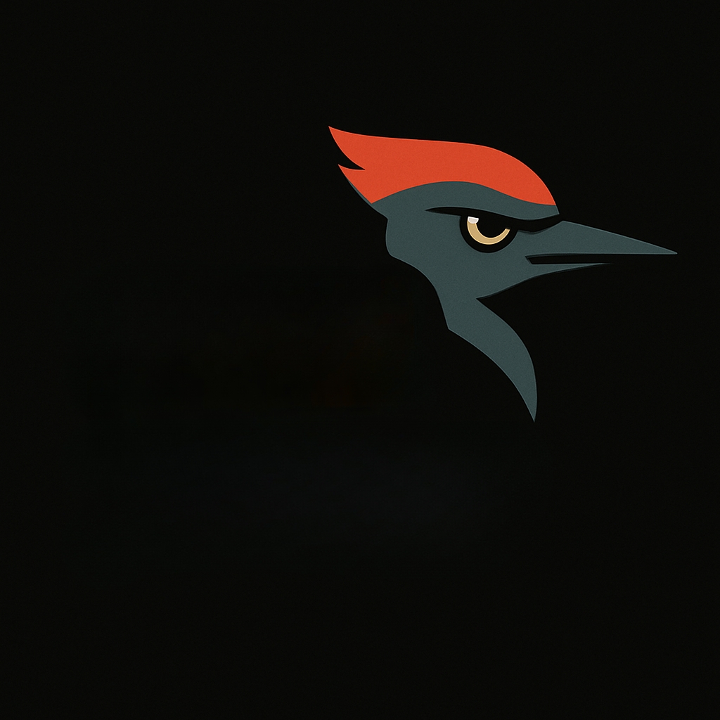 Minimalist Red Crest Woodpecker Digital Logo Design
