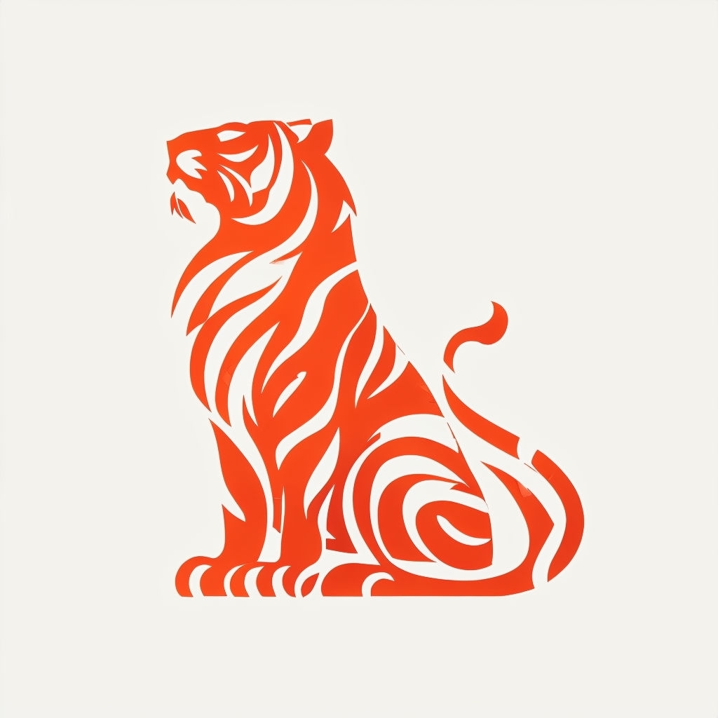 Modern Minimalist Orange-Red Tiger Logo Design
