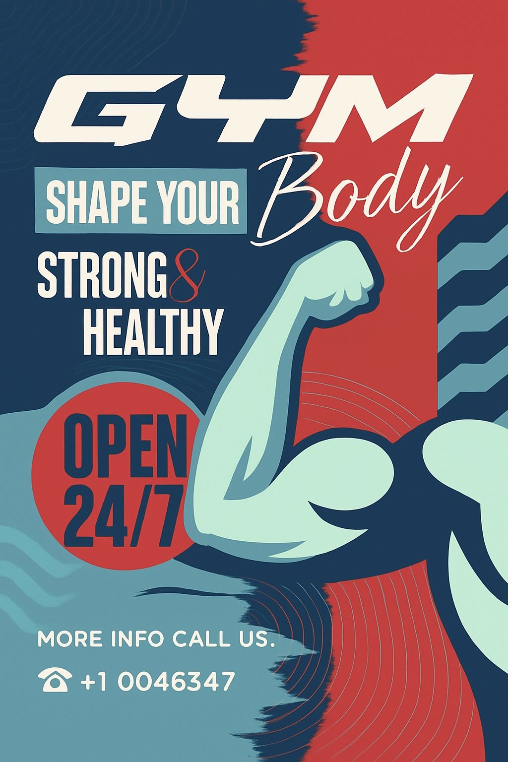 Dynamic Gym Promotional Poster with Bold Typography and Illustrations Flyer