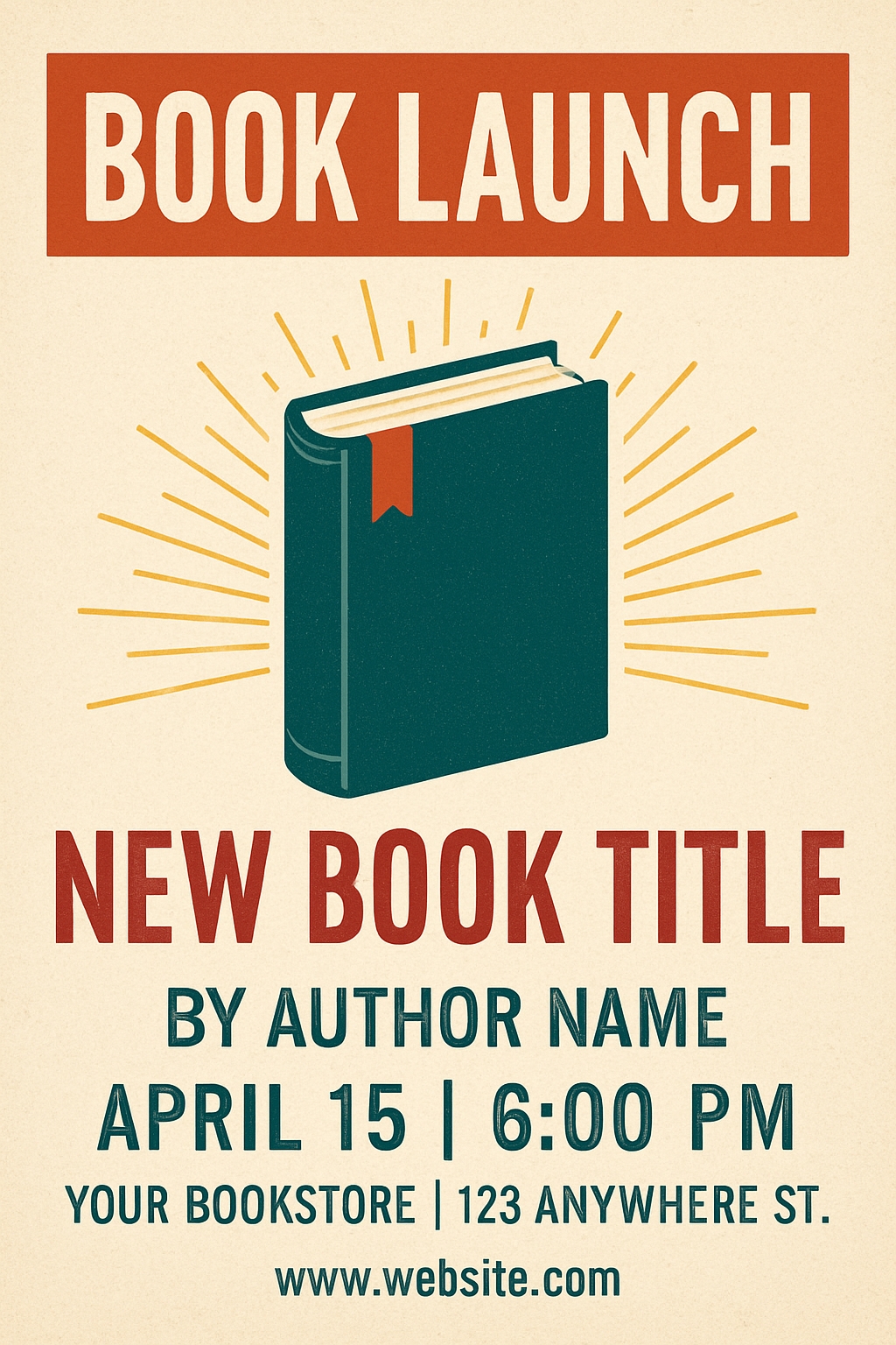 Vintage Book Launch Promotional Poster Design for Event Sign