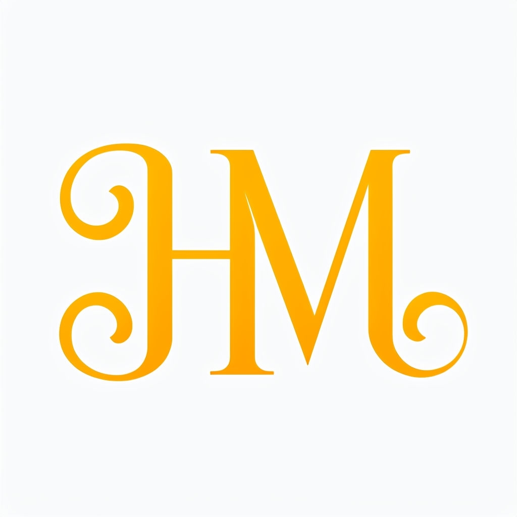 Stylish Yellow Orange HM Letter Design on White Background Sticker