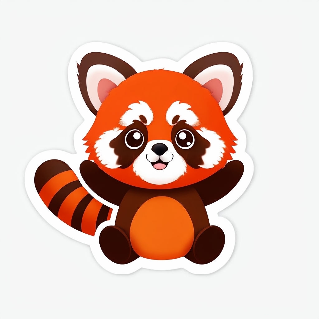 Cute Cartoon Red Panda Character Illustration Sticker