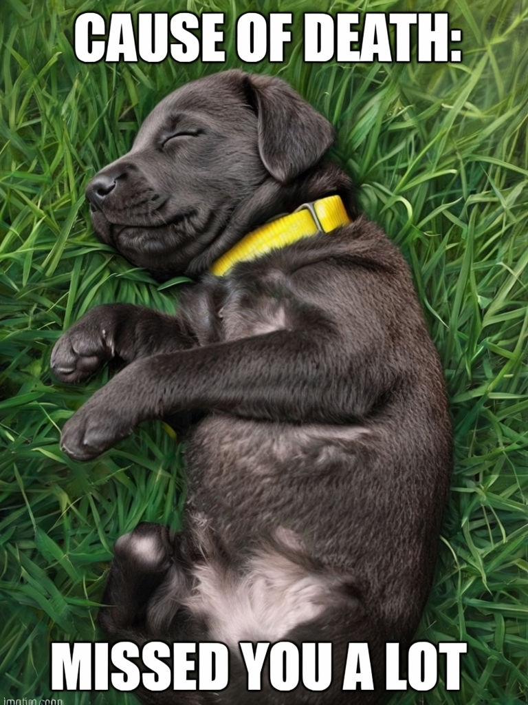 Adorable Black Lab Puppy Cause of Death Humor Meme