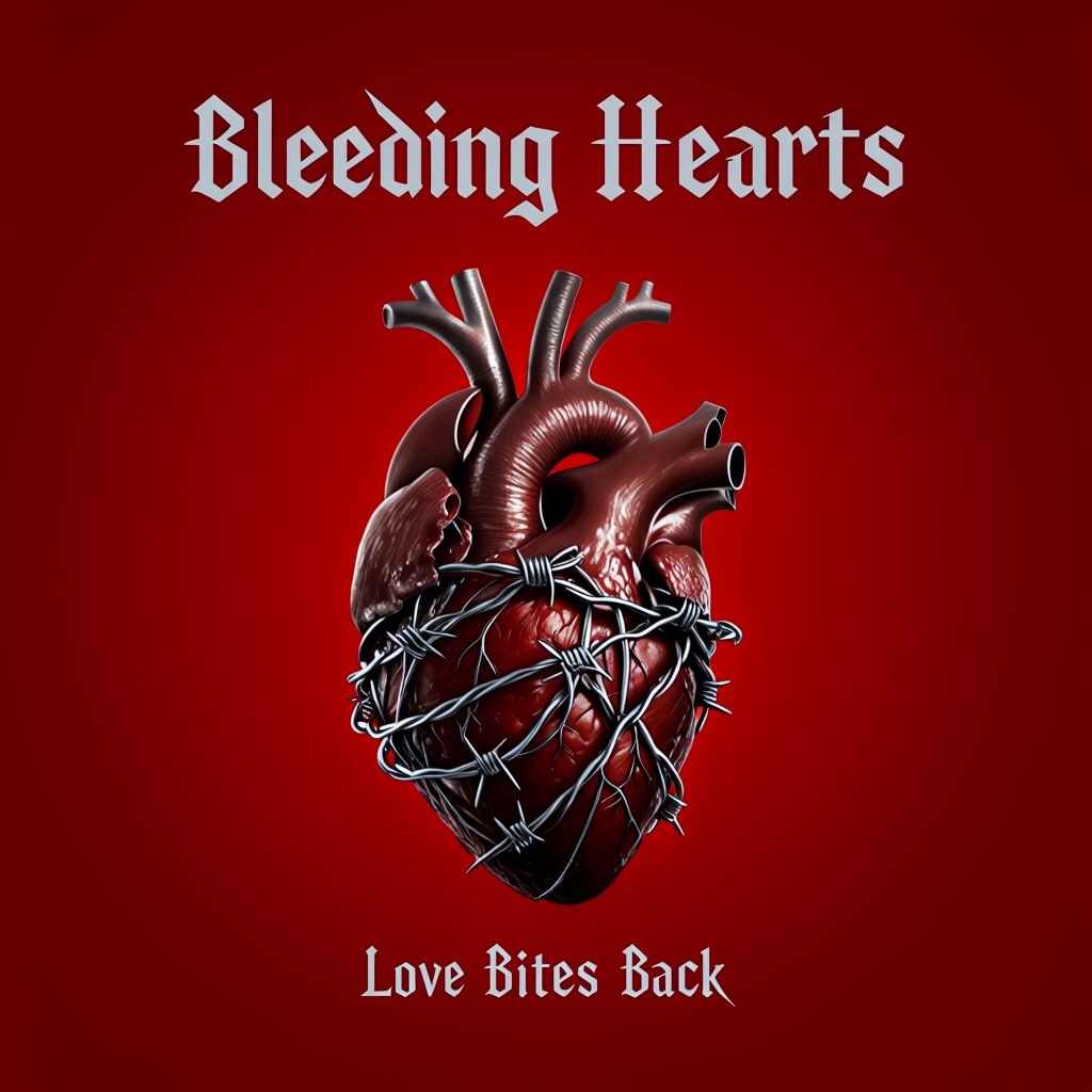 Dark Minimalist Valentine's Album Cover for Bleeding Hearts