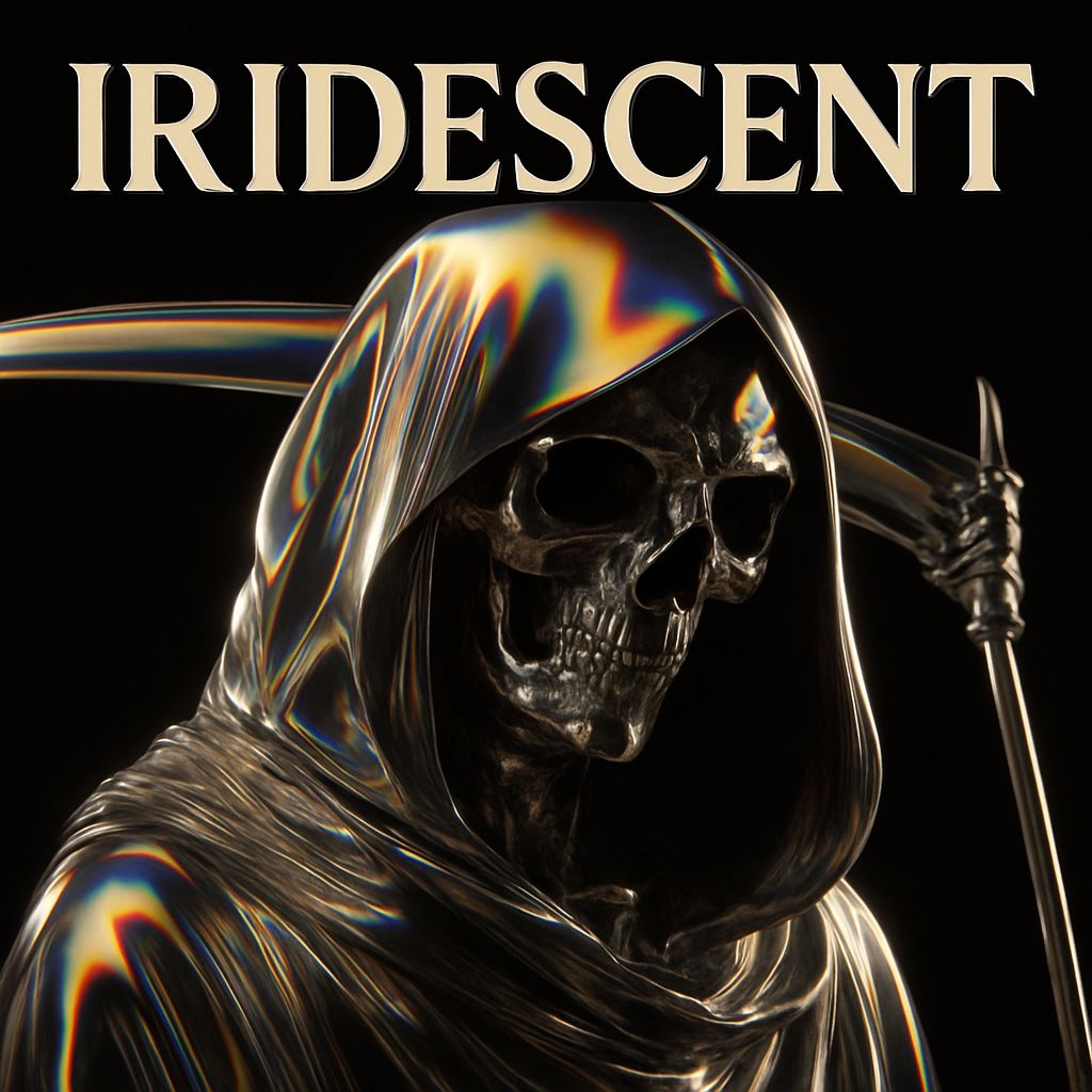 Iridescent Grim Reaper Artwork with Eerie Aesthetic for Spotify Album Cover