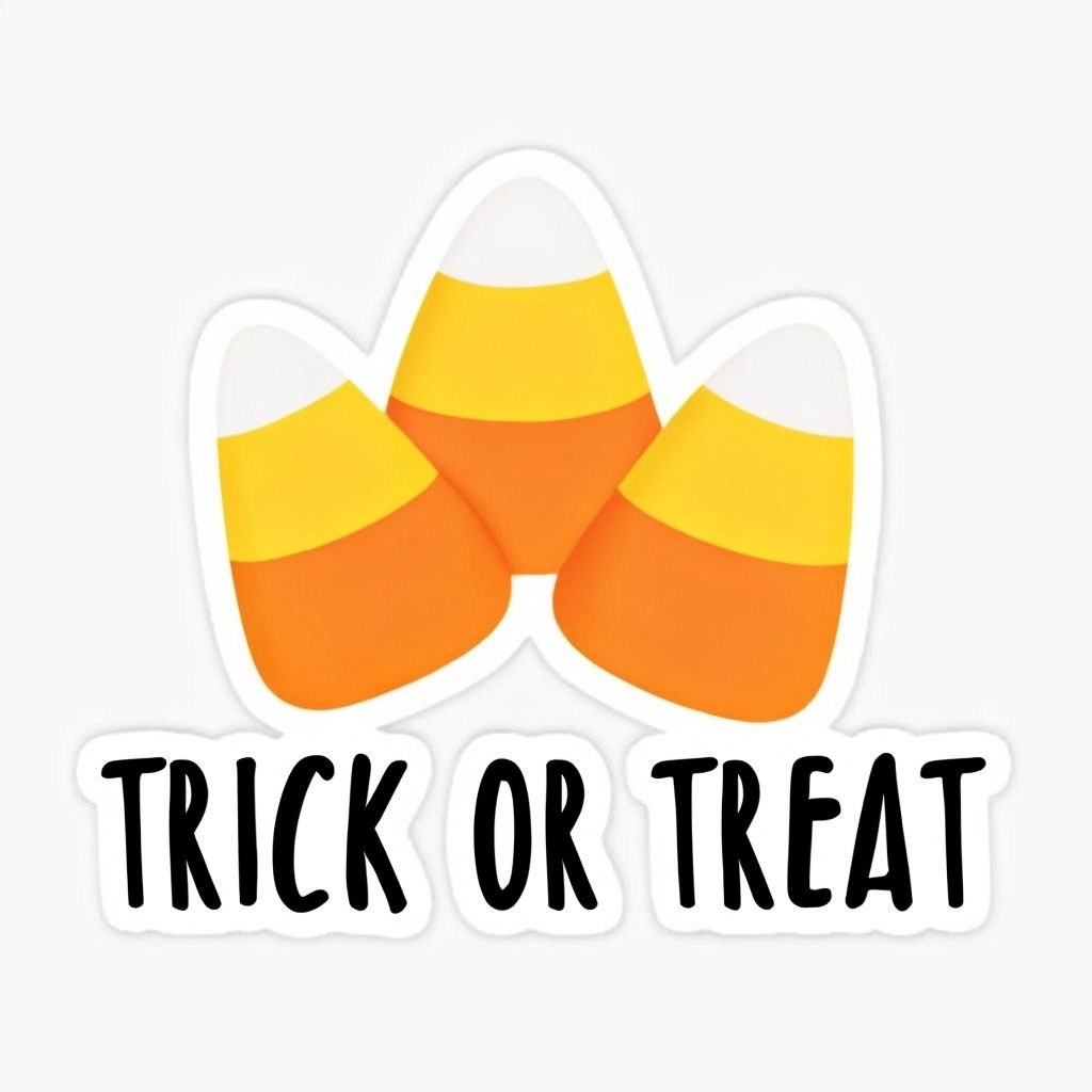 Vibrant Candy Corn Trick or Treat Halloween Sticker