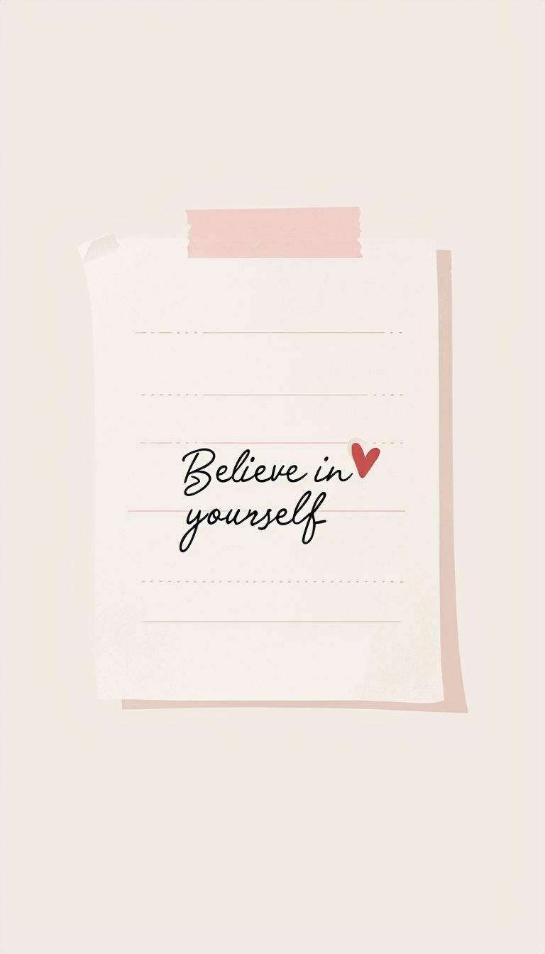 Believe in Yourself Minimalist Motivational Note Mobile Wallpaper