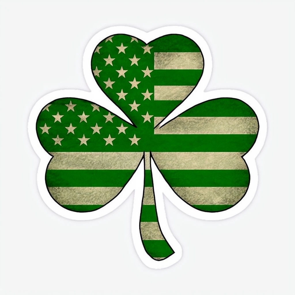 Patriotic Shamrock Celtic Knot Sticker with American Flag Design