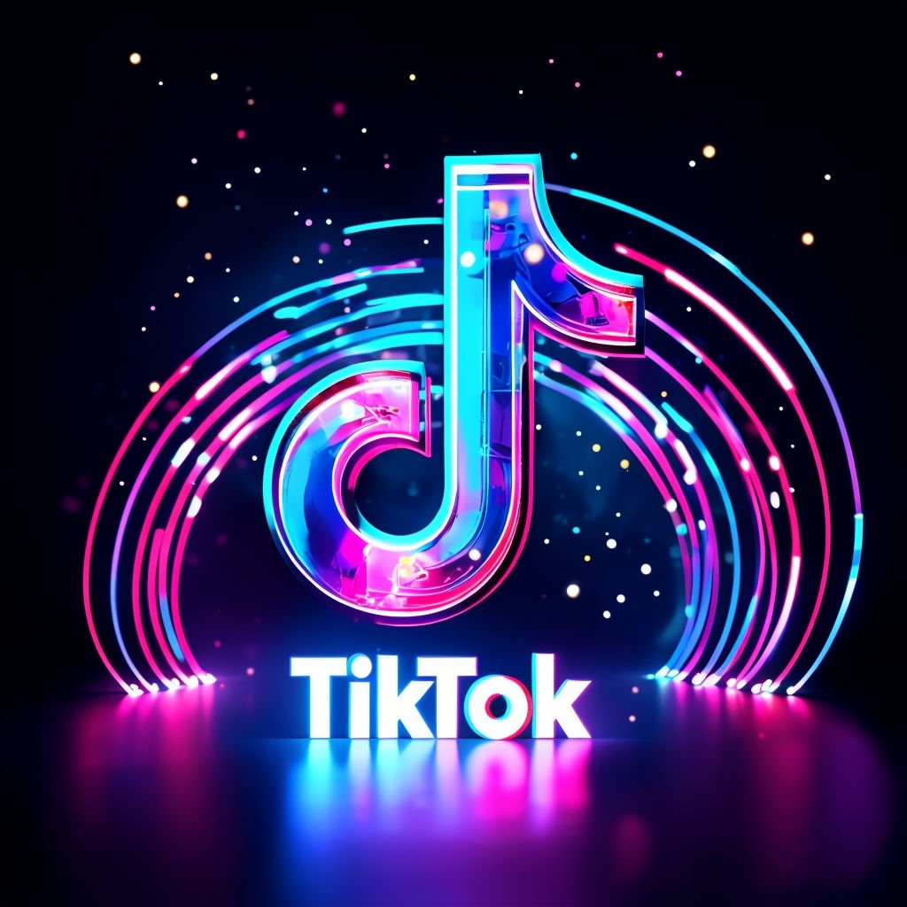 Vibrant Neon TikTok Logo Illustration Art