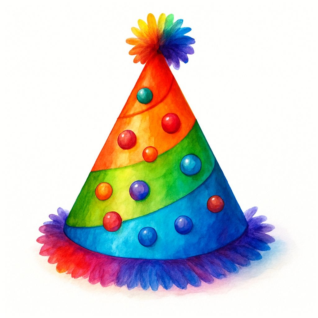 Vibrant Watercolor Festive Party Hat Illustration Sticker
