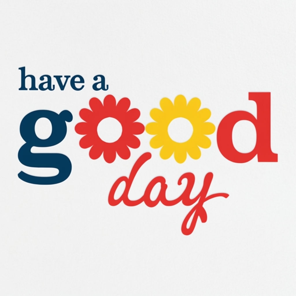 Cheerful Modern "Have a Good Day" Floral Typography Poster