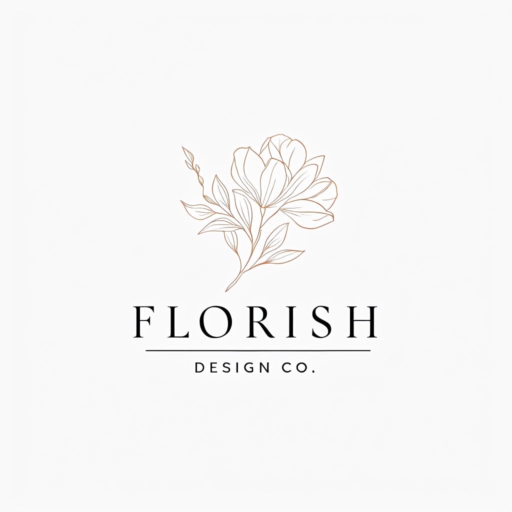 Elegant Minimalist Floral Logo for Florish Design Co.