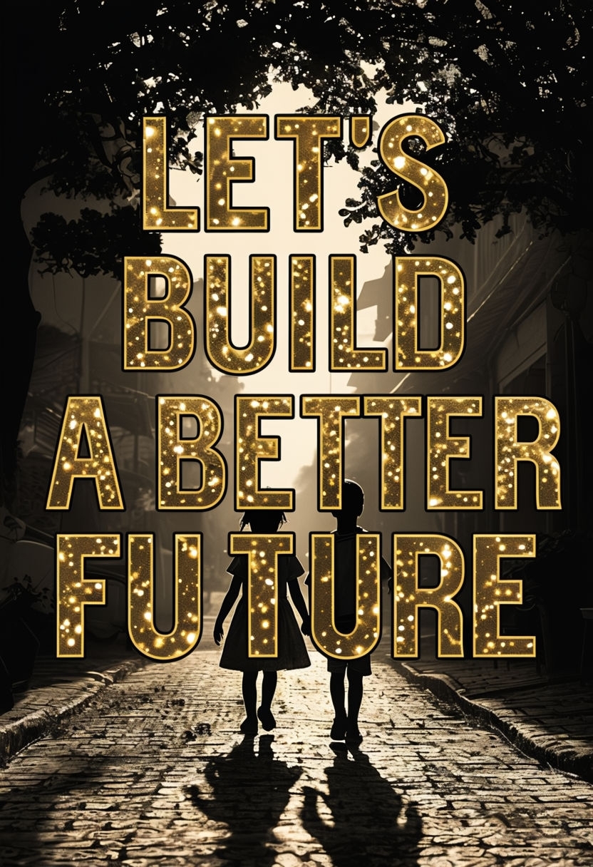 Let's Build a Better Future Glittery Text Art Poster - Playground