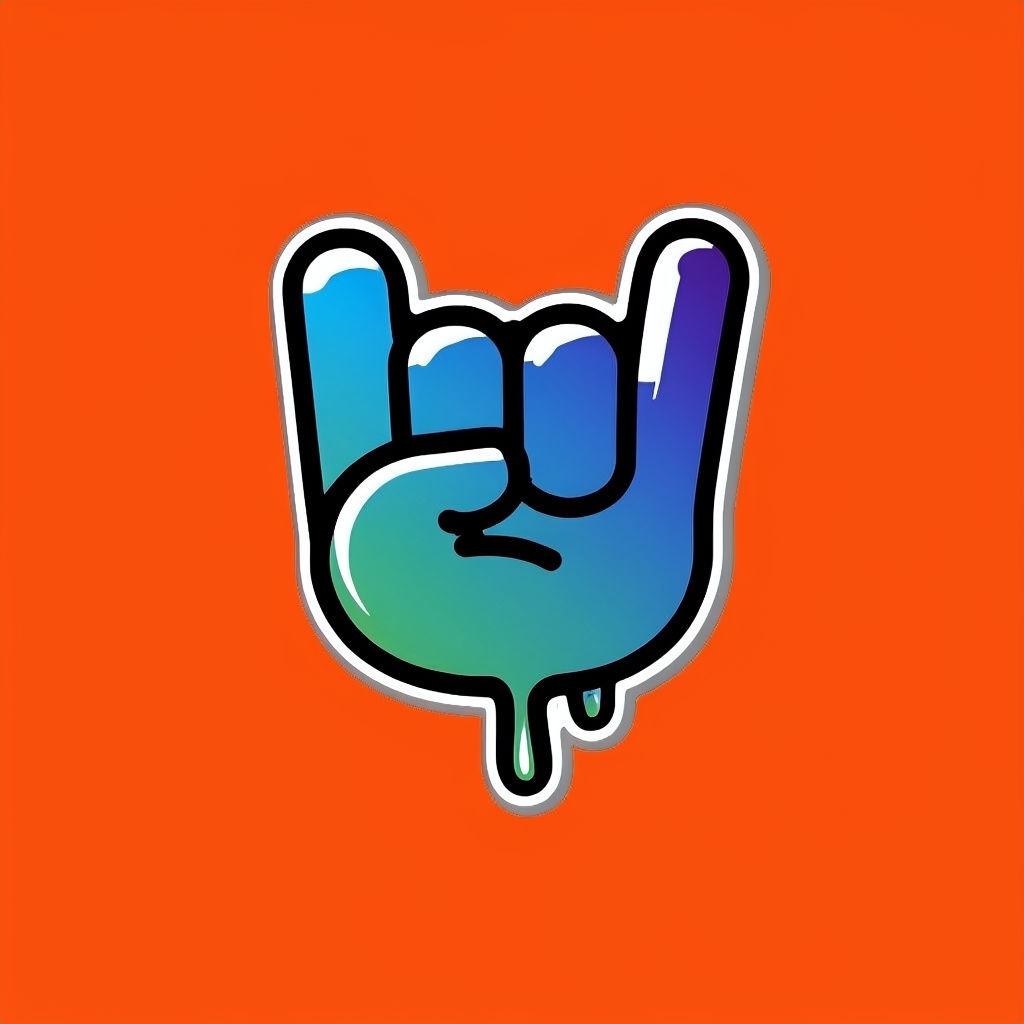 Vibrant Cartoon Rock On Hand Gesture Illustration T-Shirt