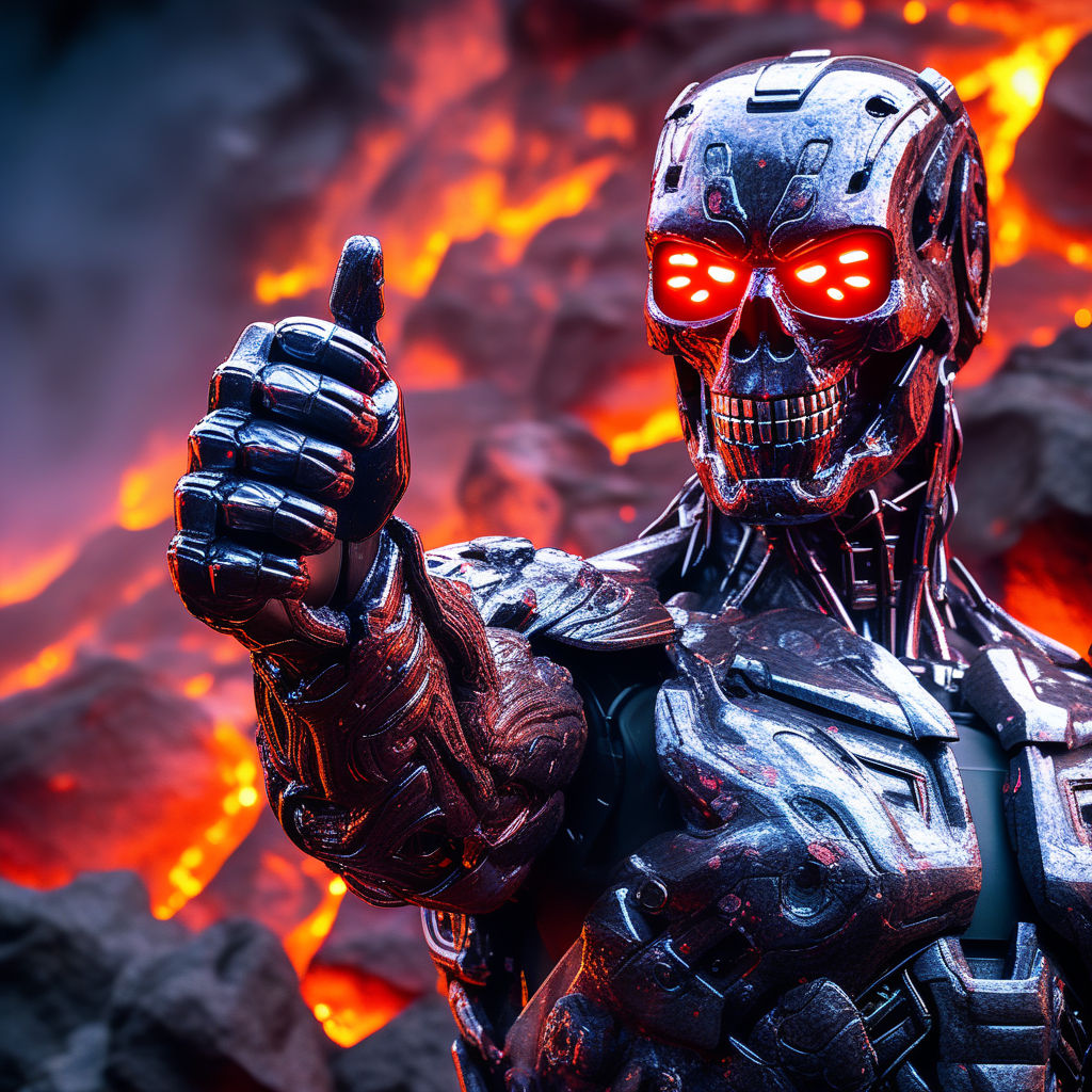 The terminator's hand sticks out of the lava and (shows thum... by Ivan ...