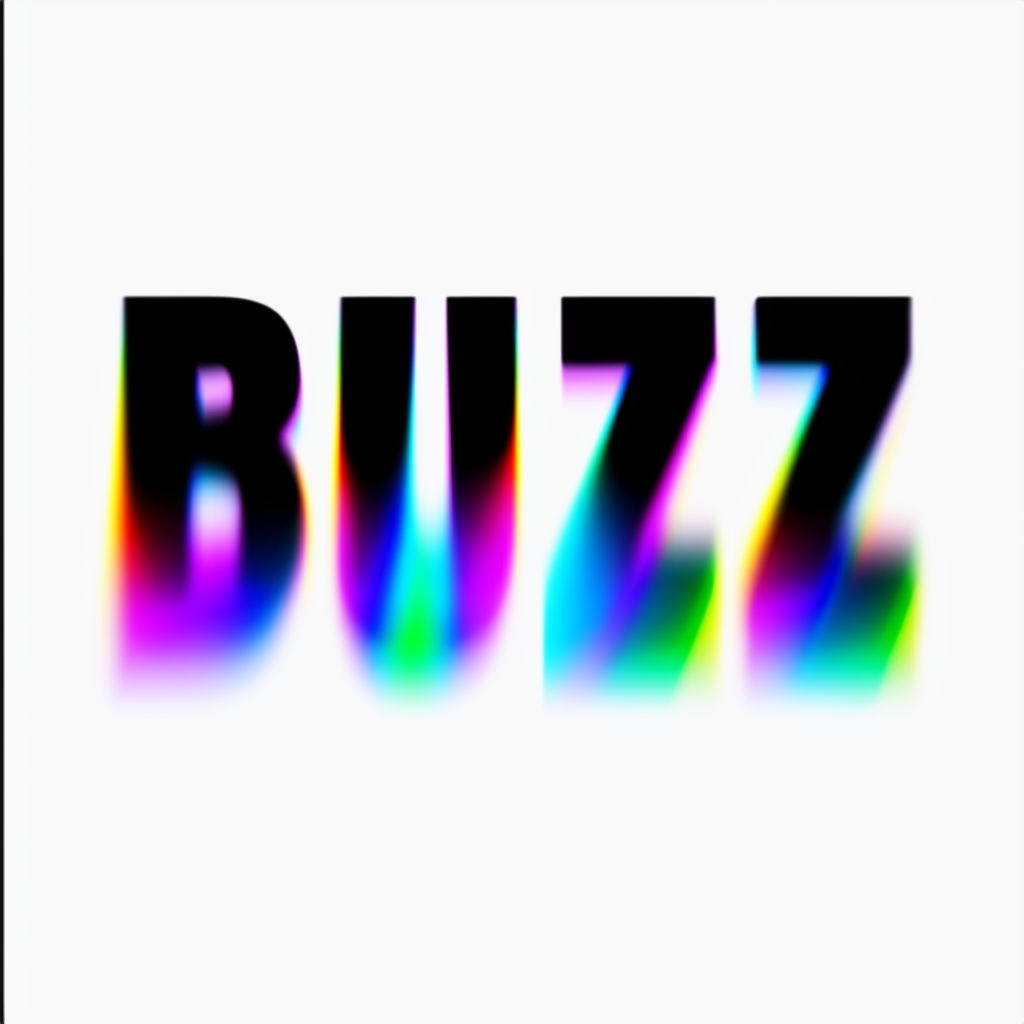 Vibrant Rainbow BUZZ Text with Dynamic Blur Effect Poster