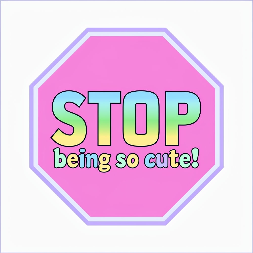 Playful Octagonal Stop Sign Illustration with Cute Text Sticker