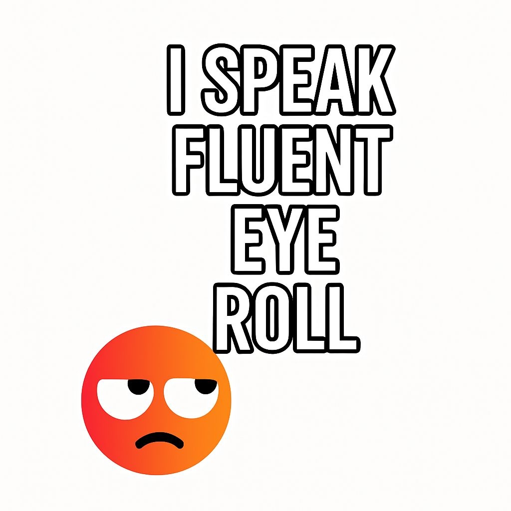I Speak Fluent Eye Roll Emoji Sticker