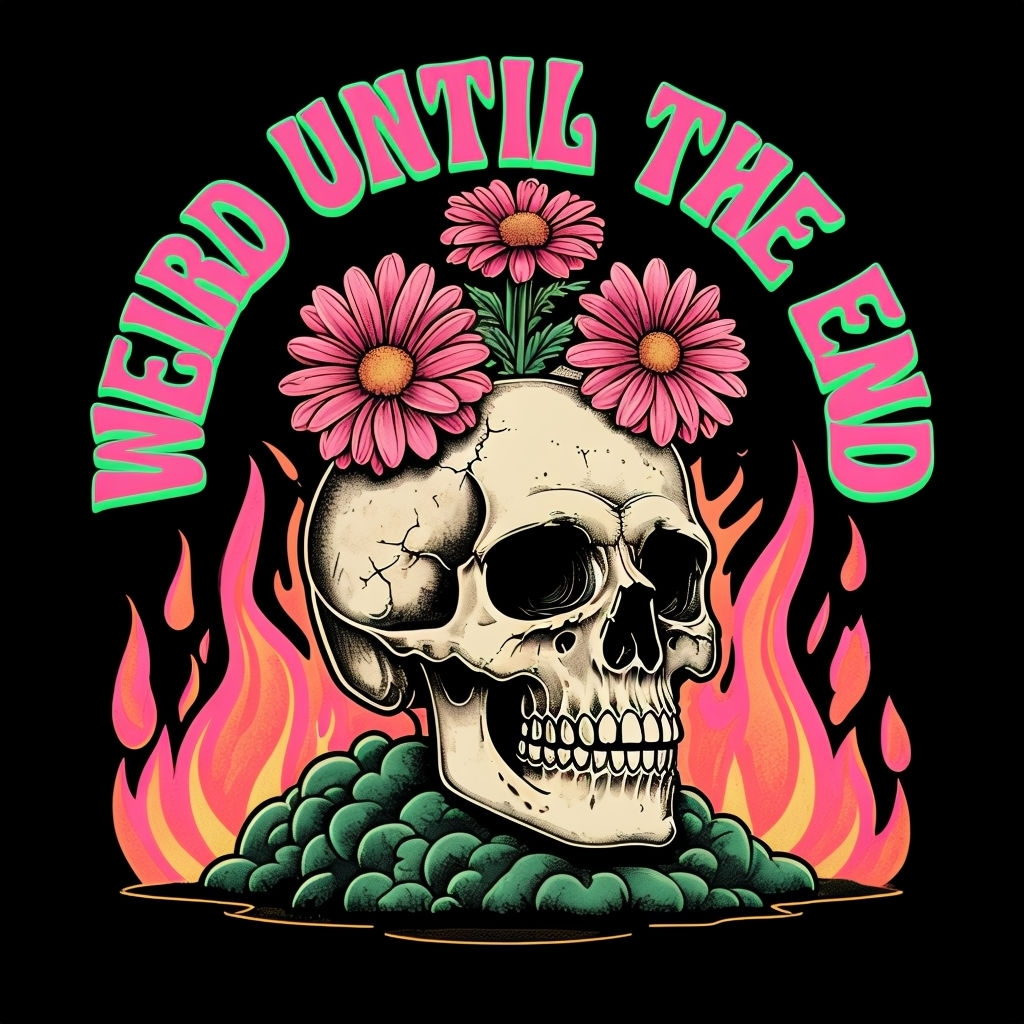 Weird Until The End Skull and Flower Vintage T-Shirt