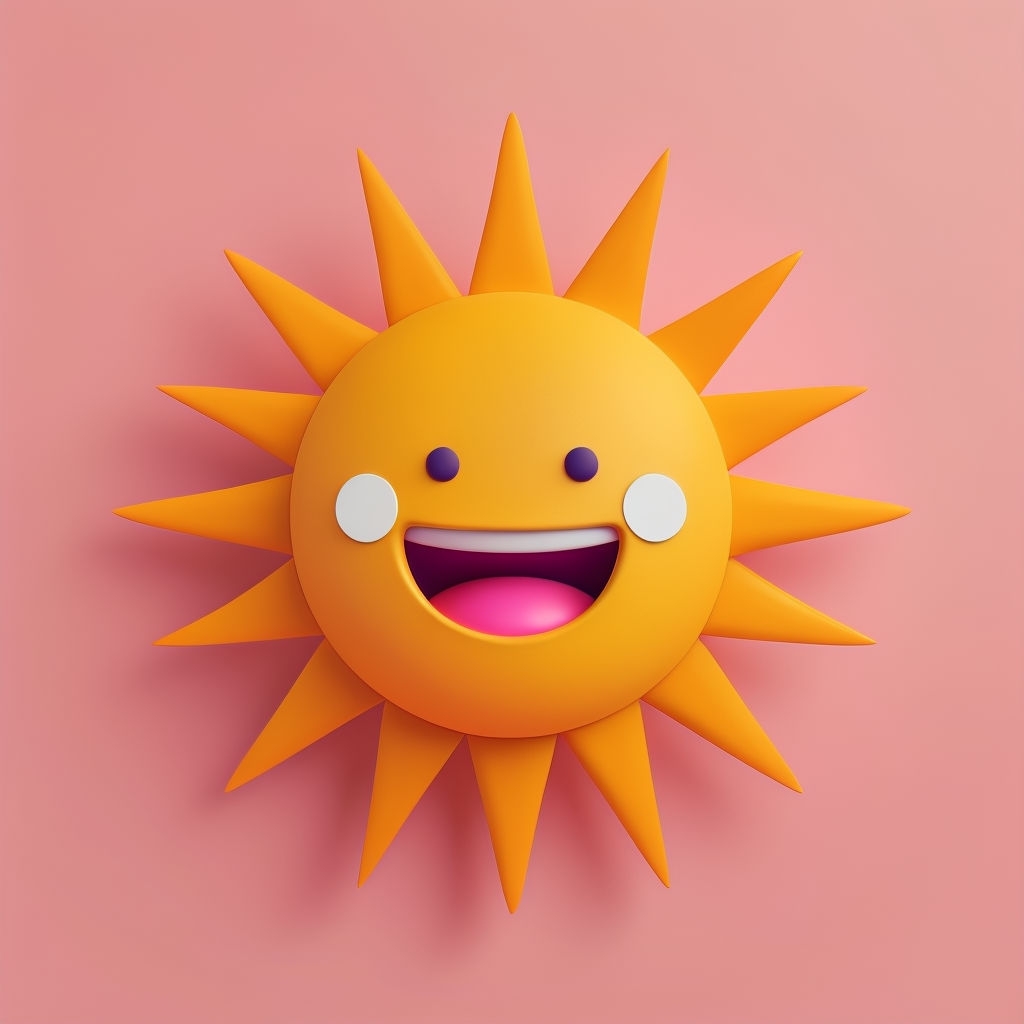 Cheerful Anthropomorphic Sun Character Illustration Art