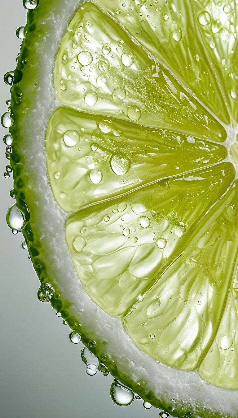 Fresh and Juicy Lime Slice Close-Up Photograph for Mobile Wallpaper