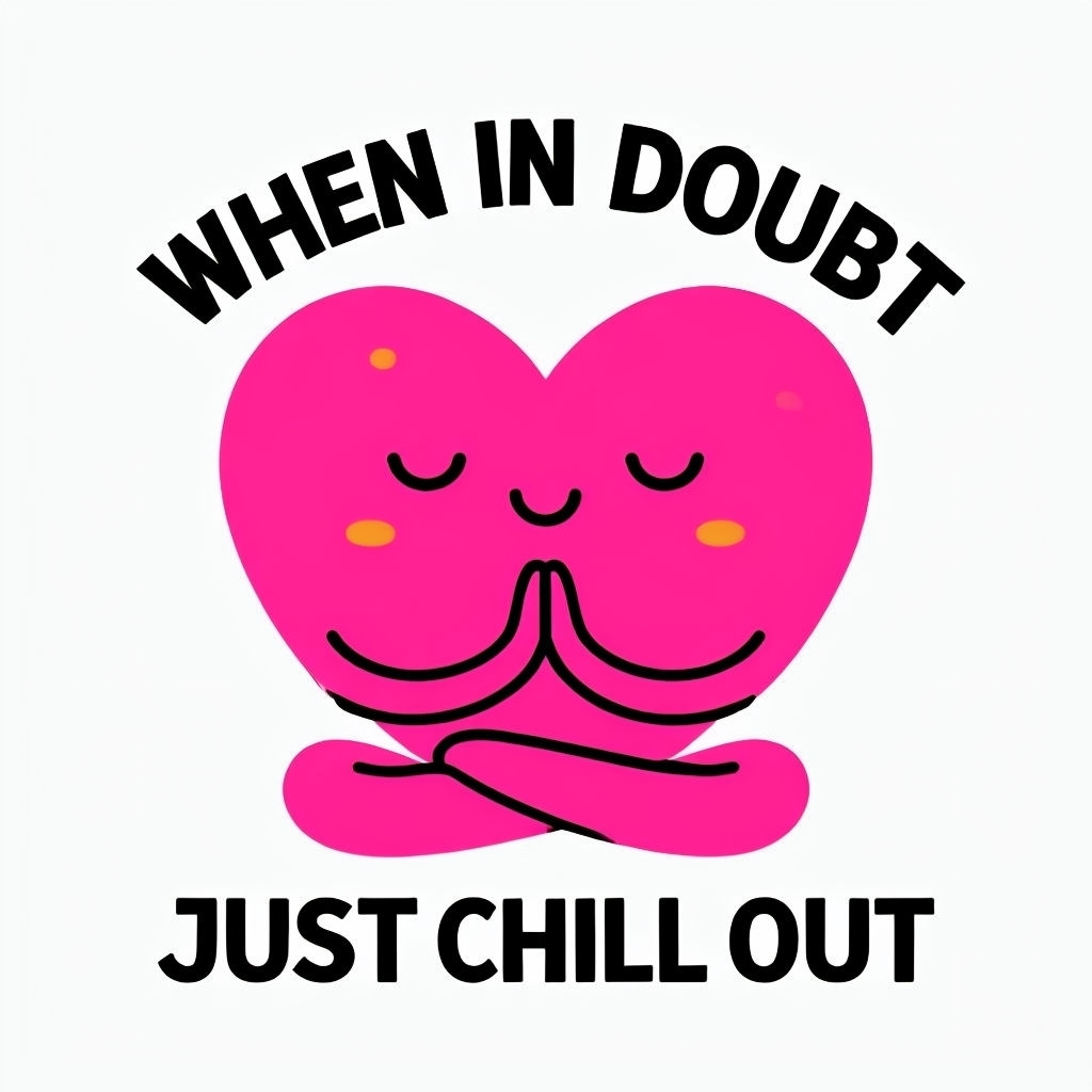 Mindfulness Cartoon Heart Character with Chill Out Message T-Shirt