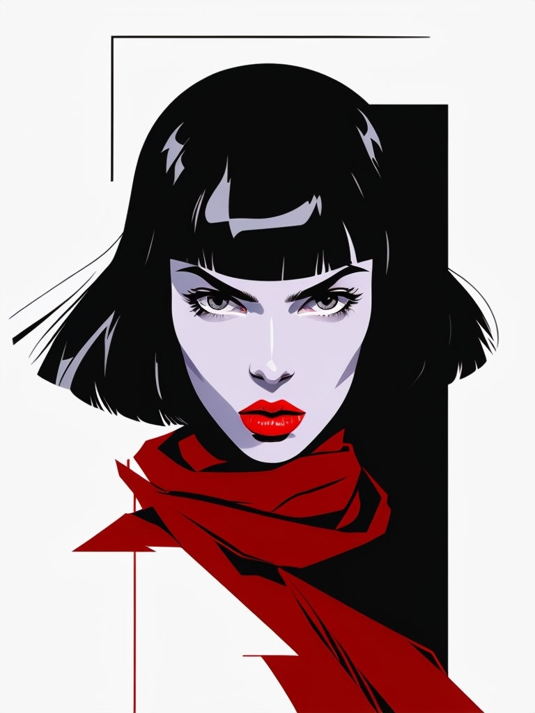 Intense Gaze Minimalist Woman Illustration Poster