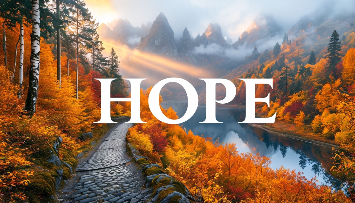 Vibrant Autumn Landscape with Hopeful Message Poster Social Media Post