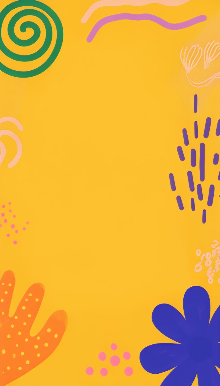 Colorful Vibrant Abstract Digital Artwork on Bright Yellow Background Social Media Post