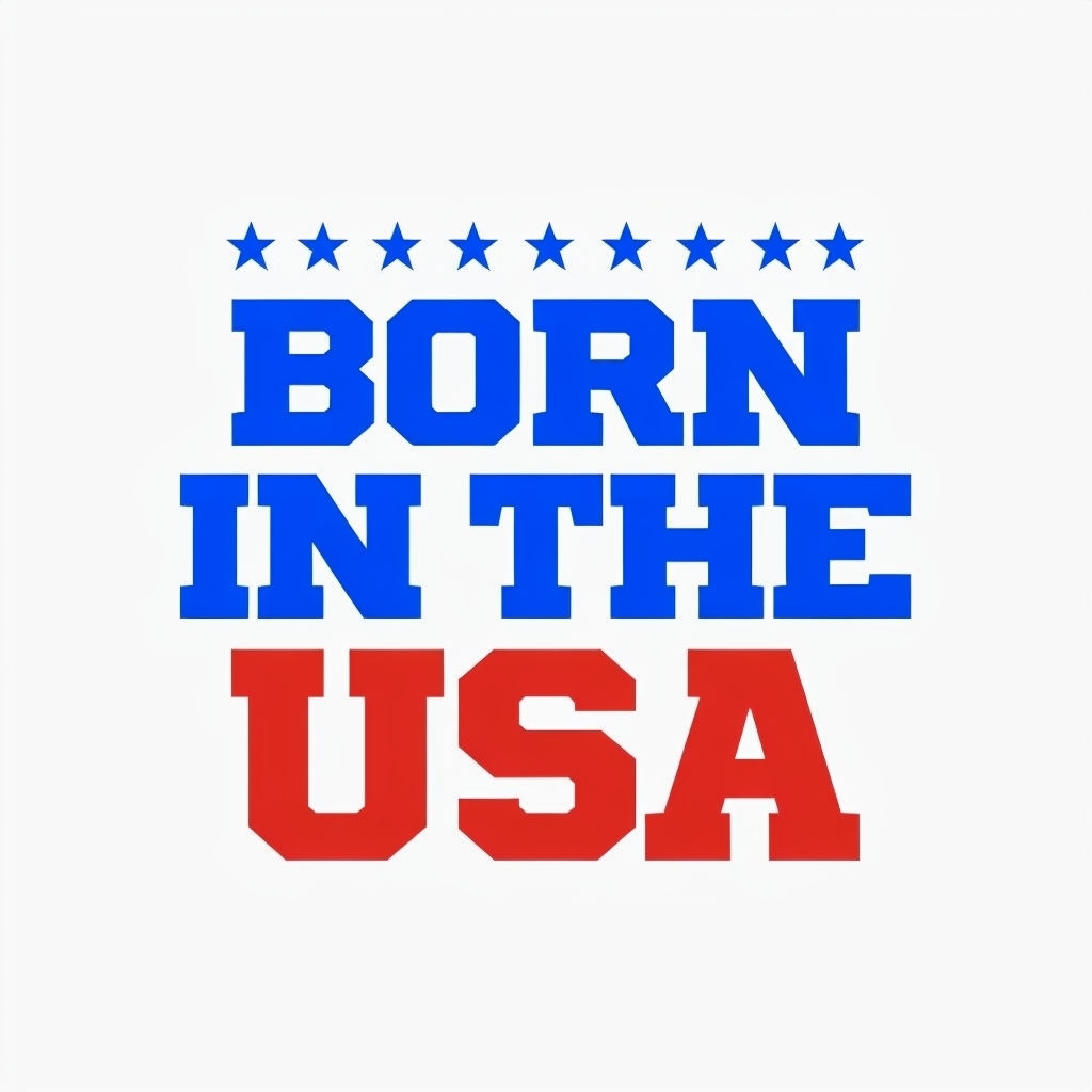 Bold Patriotic BORN IN THE USA Typography T-Shirt